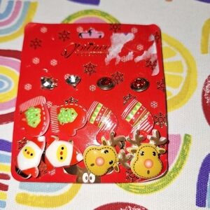Santa Christmas Holiday Earrings 6 Pair